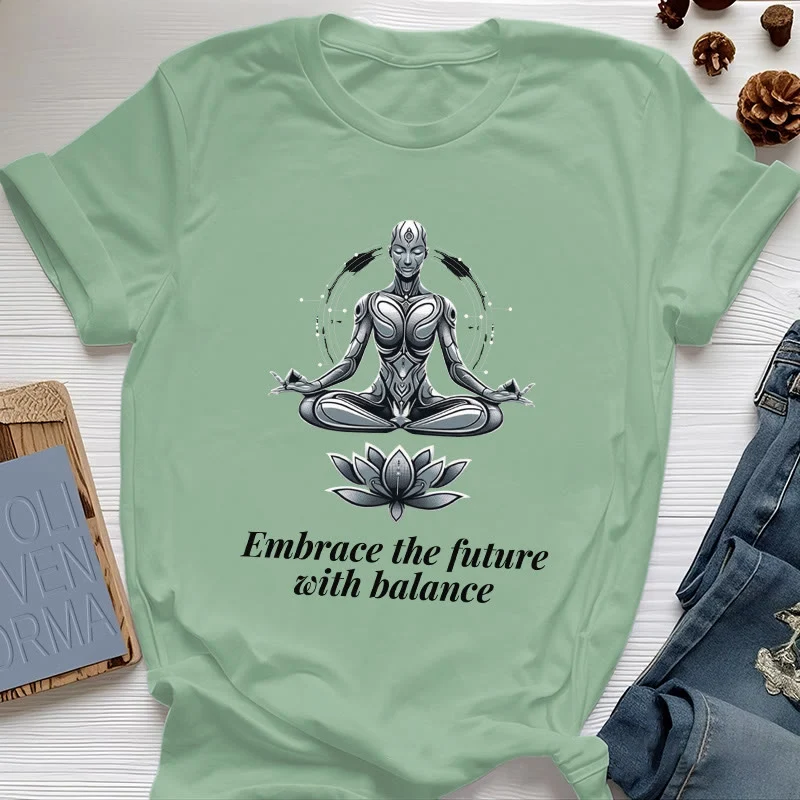Olivenorma "UMARME DIE ZUKUNFT MIT BALANCE" Lotus Spirituelles T-Shirt