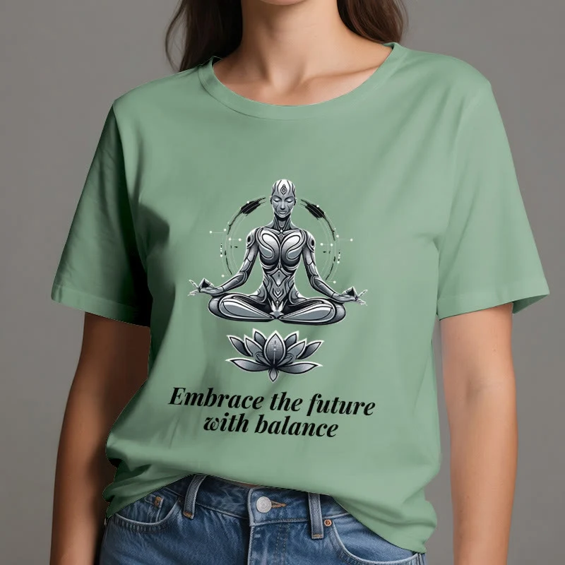 Olivenorma "UMARME DIE ZUKUNFT MIT BALANCE" Lotus Spirituelles T-Shirt