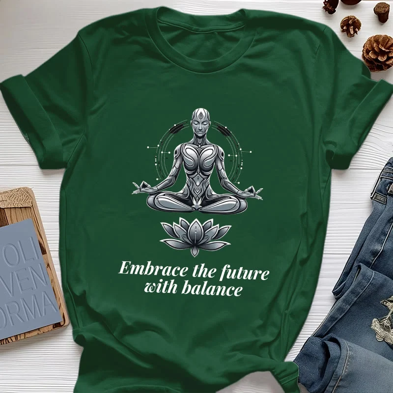 Olivenorma "UMARME DIE ZUKUNFT MIT BALANCE" Lotus Spirituelles T-Shirt