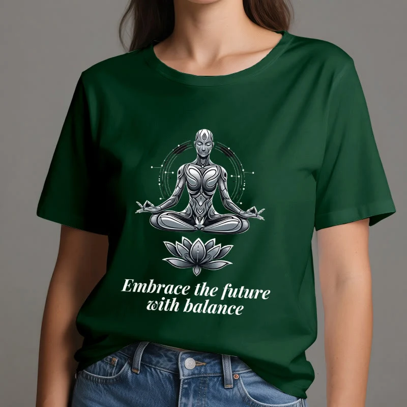 Olivenorma "UMARME DIE ZUKUNFT MIT BALANCE" Lotus Spirituelles T-Shirt