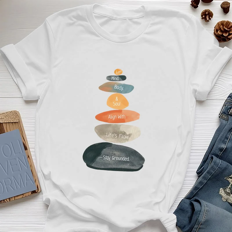 Olivenorma „Stay Grounded“ Leichtes spirituelles Baumwoll-T-Shirt