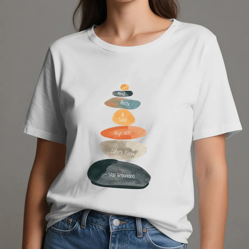 Olivenorma „Stay Grounded“ Leichtes spirituelles Baumwoll-T-Shirt