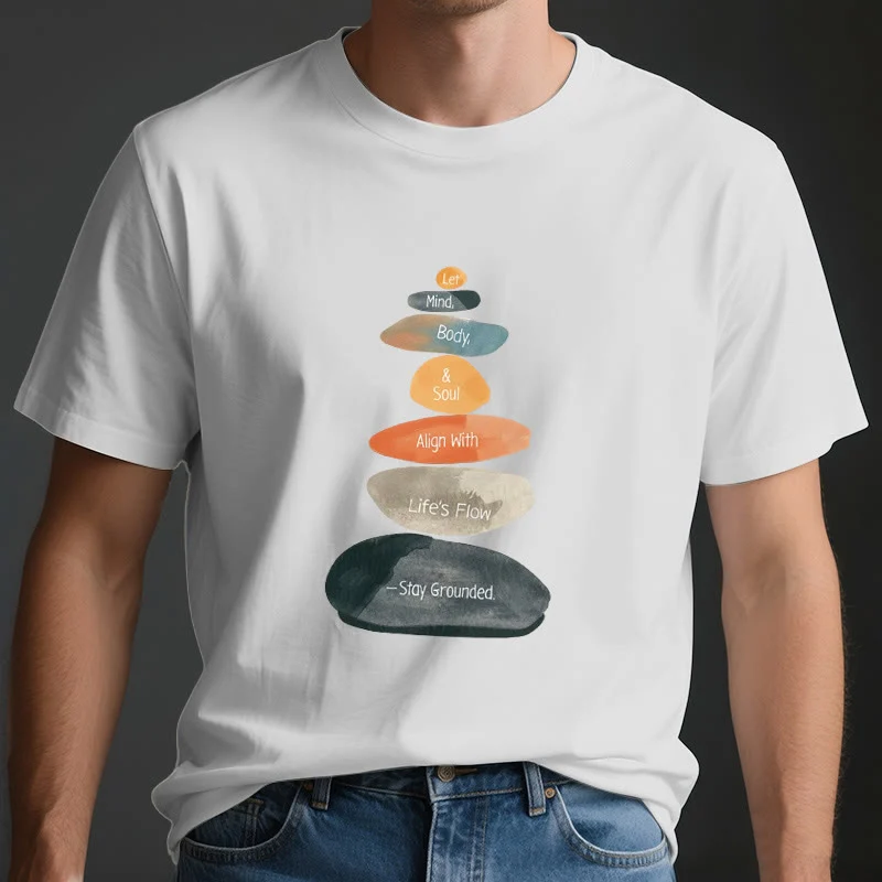 Olivenorma „Stay Grounded“ Leichtes spirituelles Baumwoll-T-Shirt