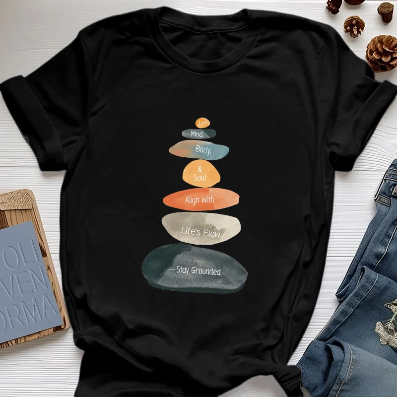 Olivenorma „Stay Grounded“ Leichtes spirituelles Baumwoll-T-Shirt