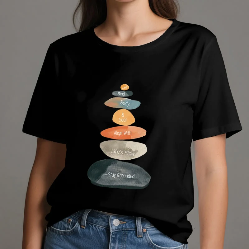Olivenorma „Stay Grounded“ Leichtes spirituelles Baumwoll-T-Shirt