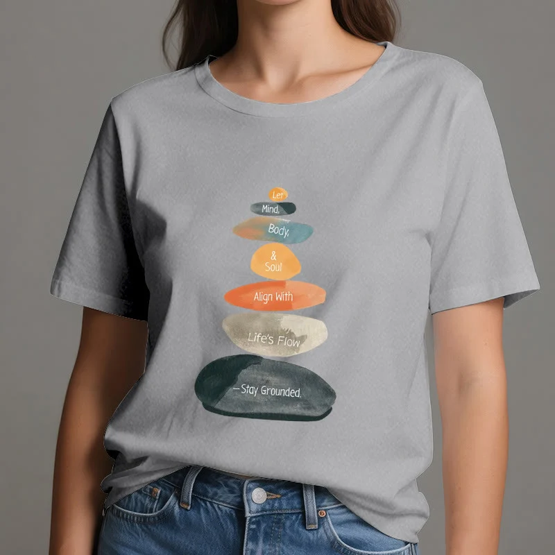 Olivenorma „Stay Grounded“ Leichtes spirituelles Baumwoll-T-Shirt