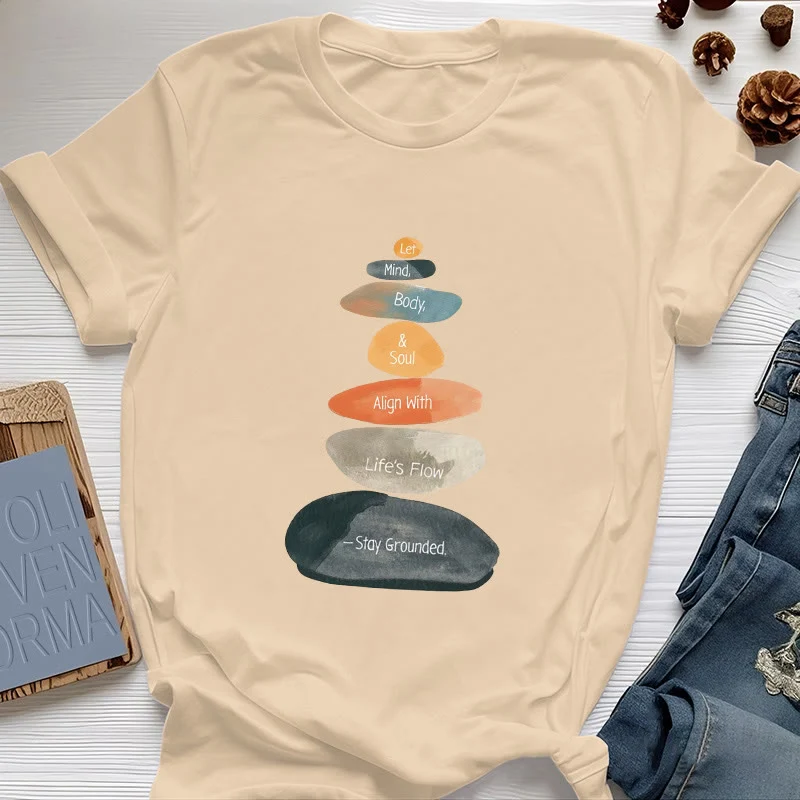 Olivenorma „Stay Grounded“ Leichtes spirituelles Baumwoll-T-Shirt