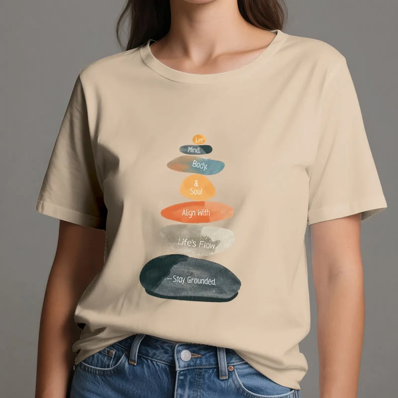 Olivenorma „Stay Grounded“ Leichtes spirituelles Baumwoll-T-Shirt
