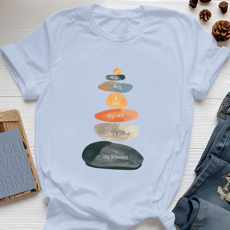 Olivenorma „Stay Grounded“ Leichtes spirituelles Baumwoll-T-Shirt