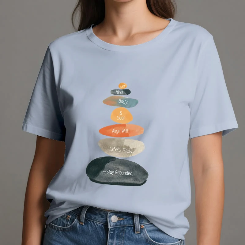 Olivenorma „Stay Grounded“ Leichtes spirituelles Baumwoll-T-Shirt