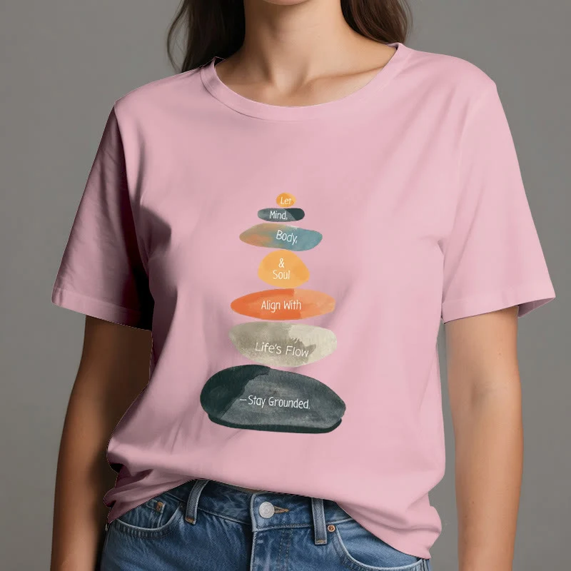 Olivenorma „Stay Grounded“ Leichtes spirituelles Baumwoll-T-Shirt