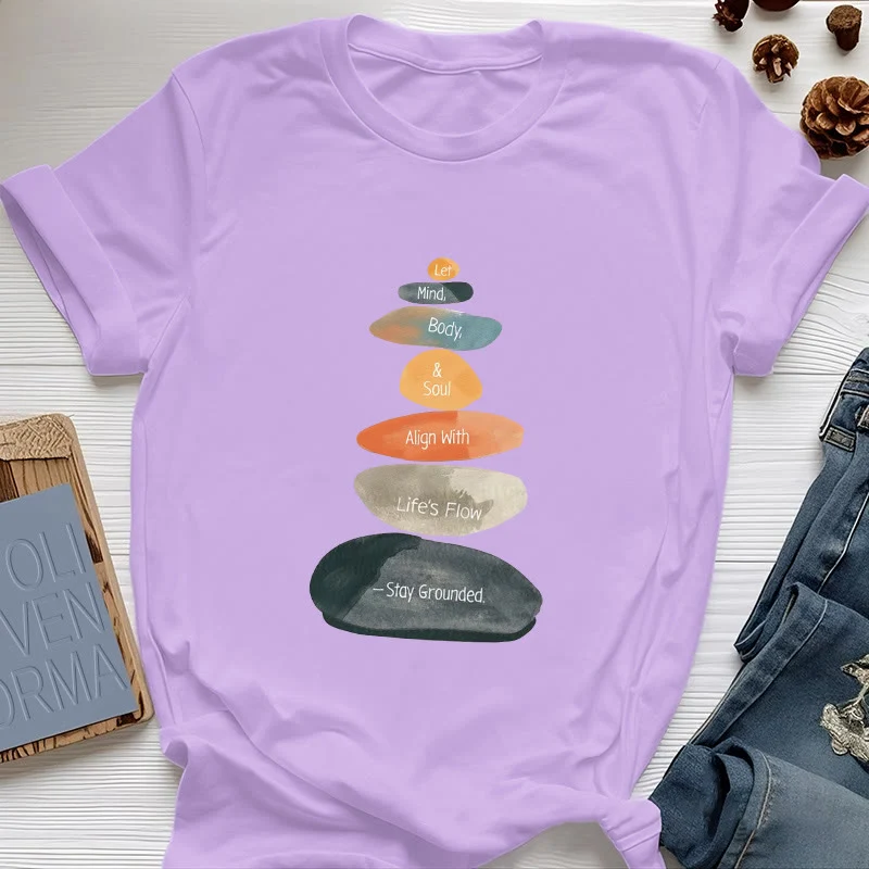 Olivenorma „Stay Grounded“ Leichtes spirituelles Baumwoll-T-Shirt