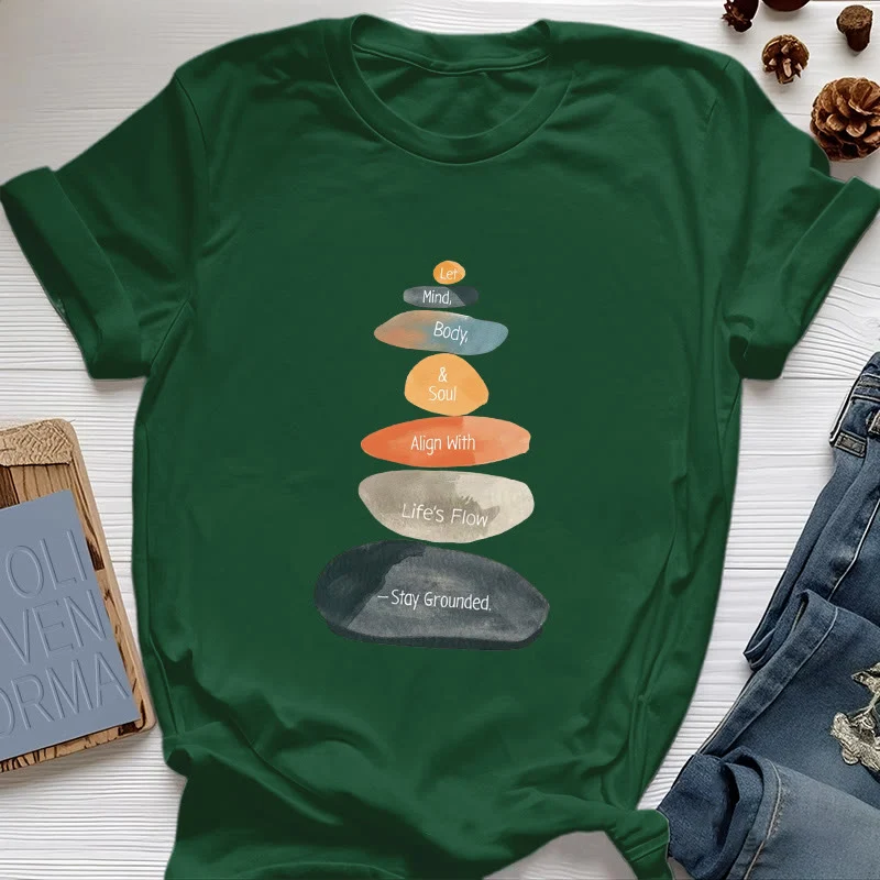Olivenorma „Stay Grounded“ Leichtes spirituelles Baumwoll-T-Shirt