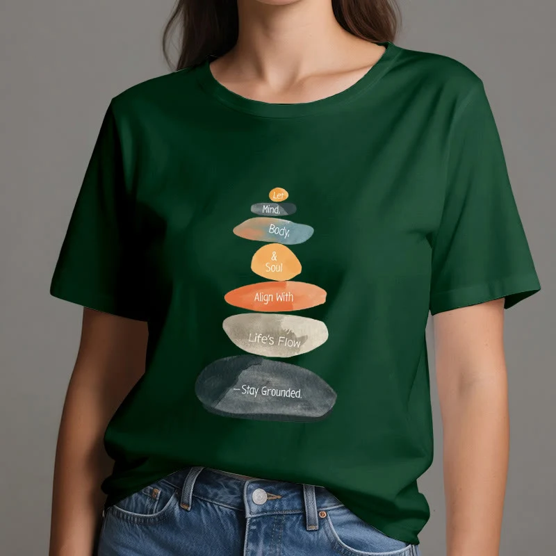 Olivenorma „Stay Grounded“ Leichtes spirituelles Baumwoll-T-Shirt