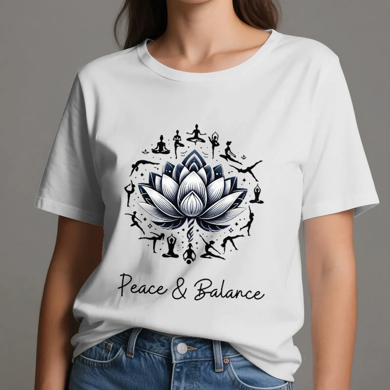 Olivenorma "PEACE & BALANCE" Lotus Yoga Tee Baumwoll-T-Shirt