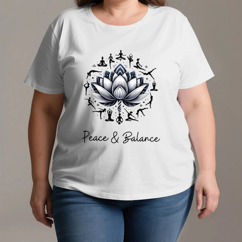 Olivenorma "PEACE & BALANCE" Lotus Yoga Tee Baumwoll-T-Shirt