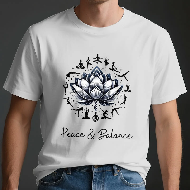 Olivenorma "PEACE & BALANCE" Lotus Yoga Tee Baumwoll-T-Shirt