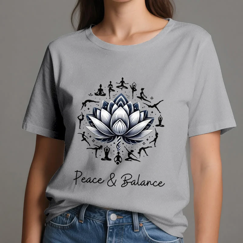 Olivenorma "PEACE & BALANCE" Lotus Yoga Tee Baumwoll-T-Shirt