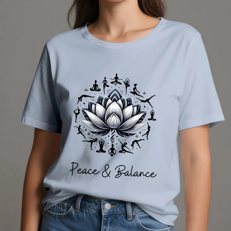 Olivenorma "PEACE & BALANCE" Lotus Yoga Tee Baumwoll-T-Shirt