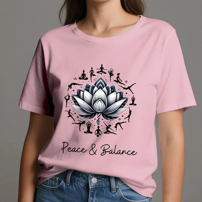 Olivenorma "PEACE & BALANCE" Lotus Yoga Tee Baumwoll-T-Shirt