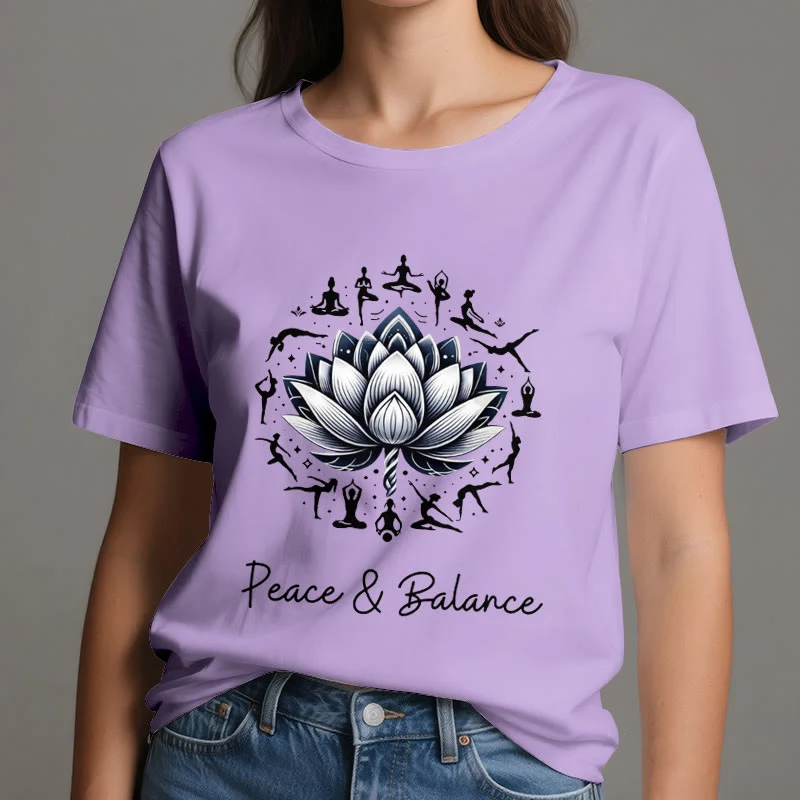 Olivenorma "PEACE & BALANCE" Lotus Yoga Tee Baumwoll-T-Shirt
