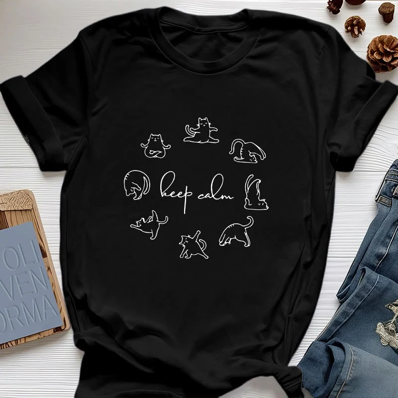 Olivenorma Süßes lustiges Katzen-Yoga-T-Shirt