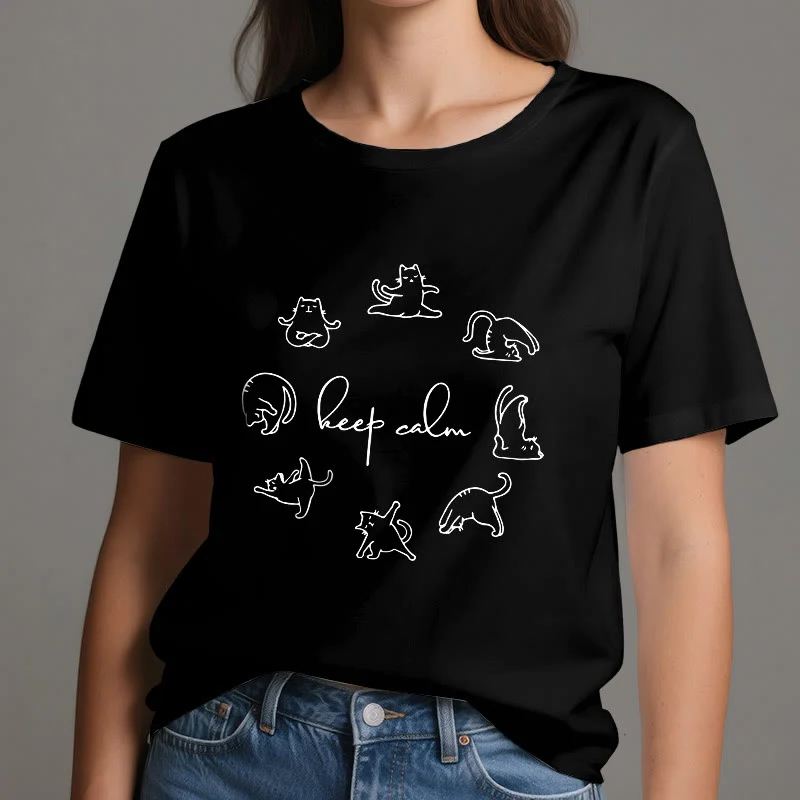 Olivenorma Süßes lustiges Katzen-Yoga-T-Shirt