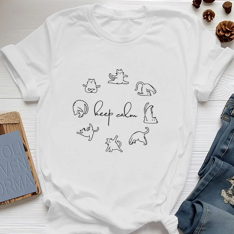 Olivenorma Süßes lustiges Katzen-Yoga-T-Shirt