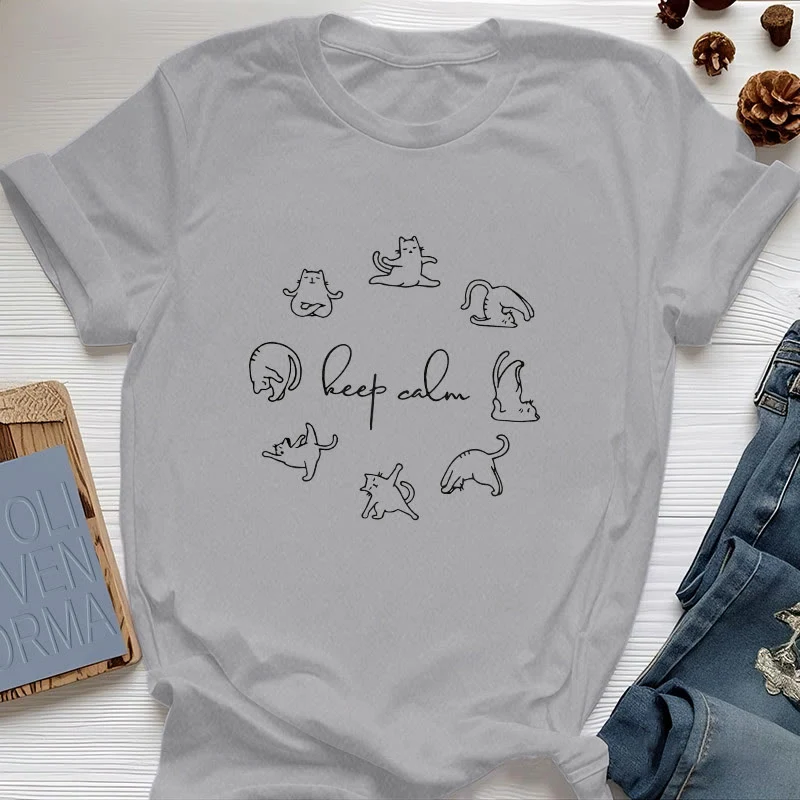 Olivenorma Süßes lustiges Katzen-Yoga-T-Shirt