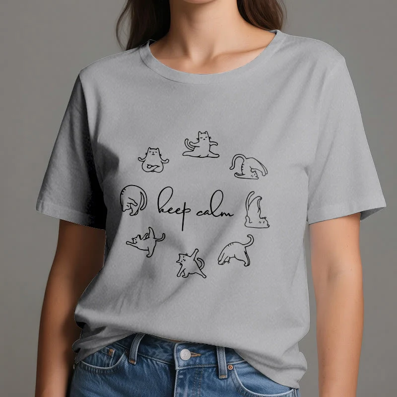 Olivenorma Süßes lustiges Katzen-Yoga-T-Shirt