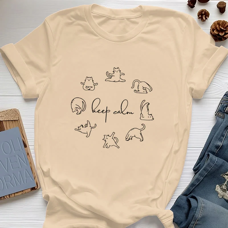 Olivenorma Süßes lustiges Katzen-Yoga-T-Shirt