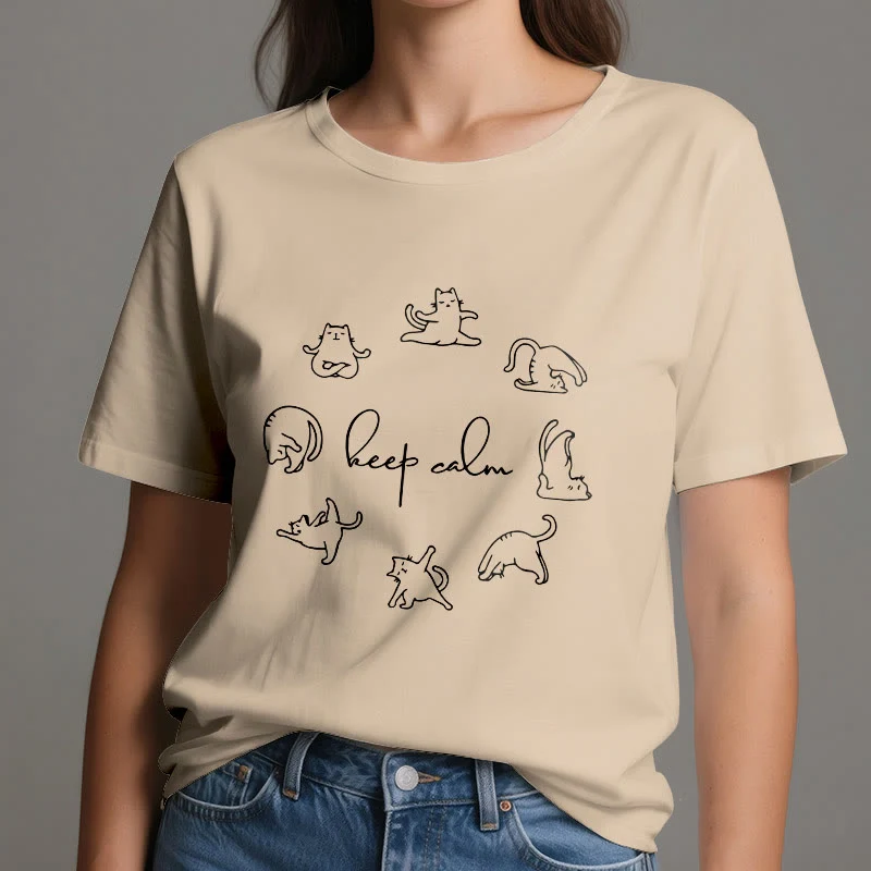 Olivenorma Süßes lustiges Katzen-Yoga-T-Shirt