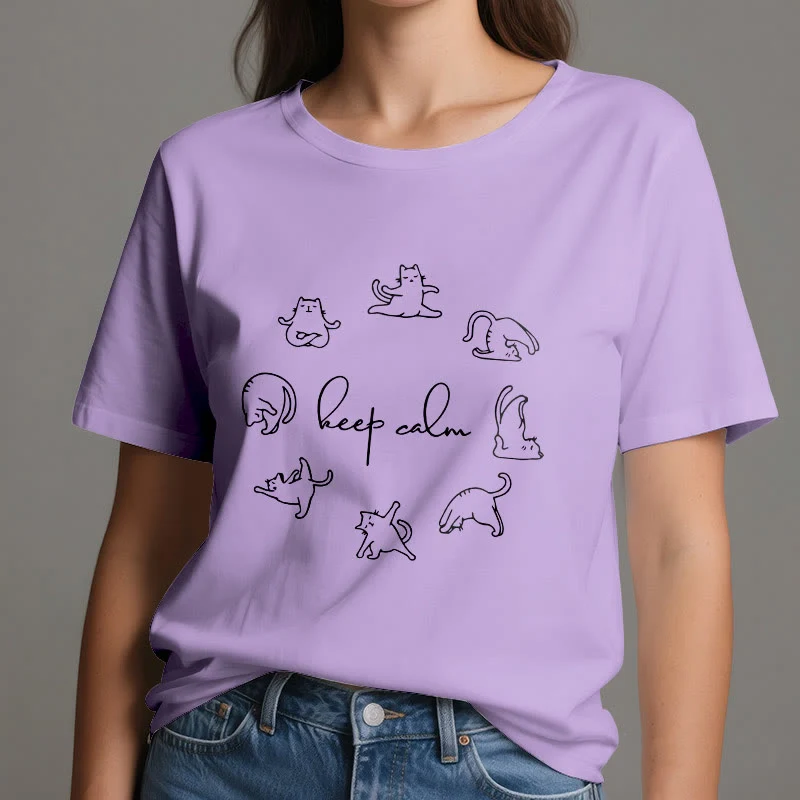 Olivenorma Süßes lustiges Katzen-Yoga-T-Shirt