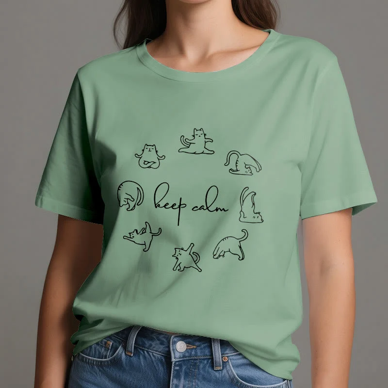 Olivenorma Süßes lustiges Katzen-Yoga-T-Shirt