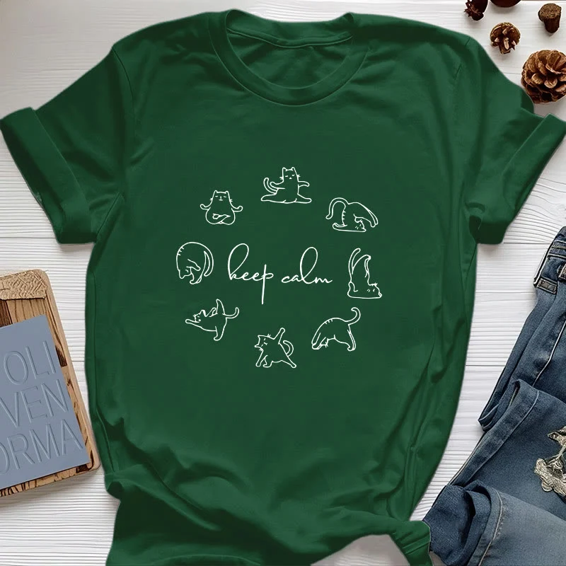 Olivenorma Süßes lustiges Katzen-Yoga-T-Shirt