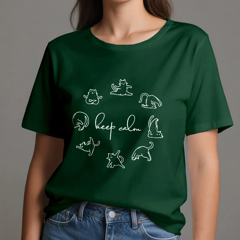 Olivenorma Süßes lustiges Katzen-Yoga-T-Shirt