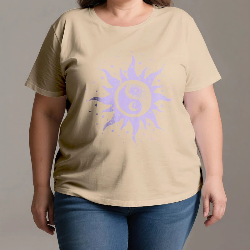 Olivenorma Yin Yang Mond Sonne Bequemes Baumwoll-T-Shirt