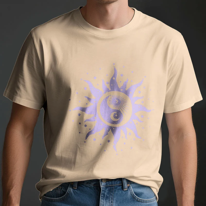 Olivenorma Yin Yang Mond Sonne Bequemes Baumwoll-T-Shirt