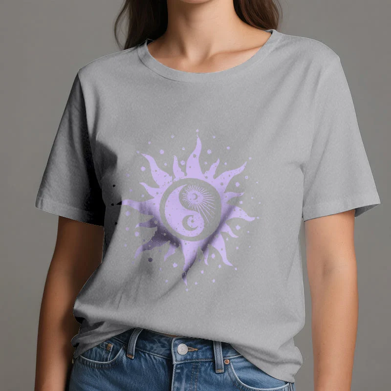 Olivenorma Yin Yang Mond Sonne Bequemes Baumwoll-T-Shirt