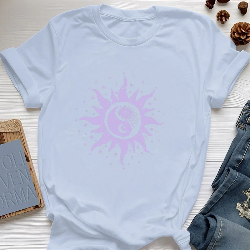 Olivenorma Yin Yang Mond Sonne Bequemes Baumwoll-T-Shirt