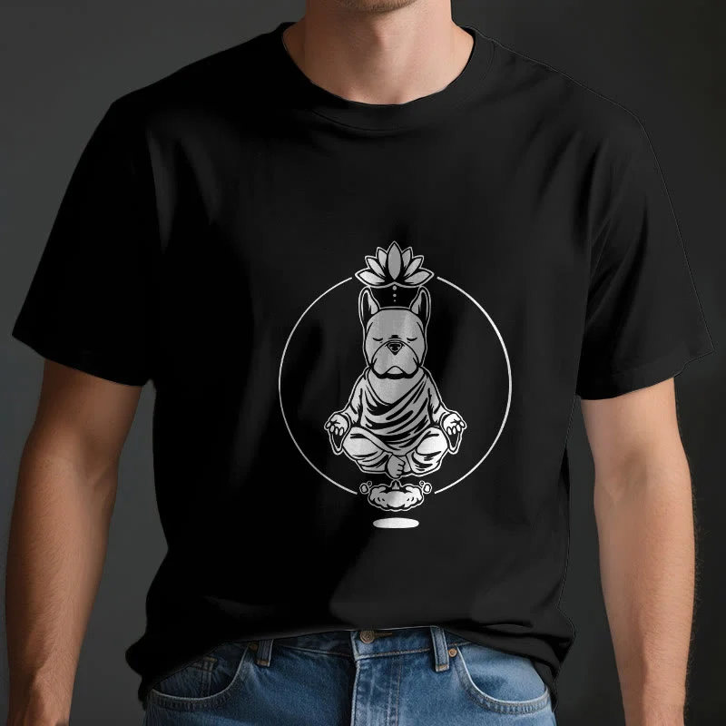 Olivenorma Zen Meditation Französische Bulldogge Lotus T-Shirt