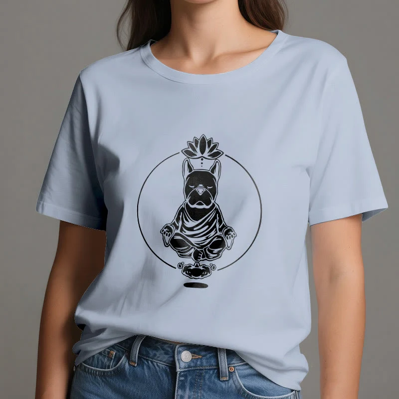 Olivenorma Zen Meditation Französische Bulldogge Lotus T-Shirt