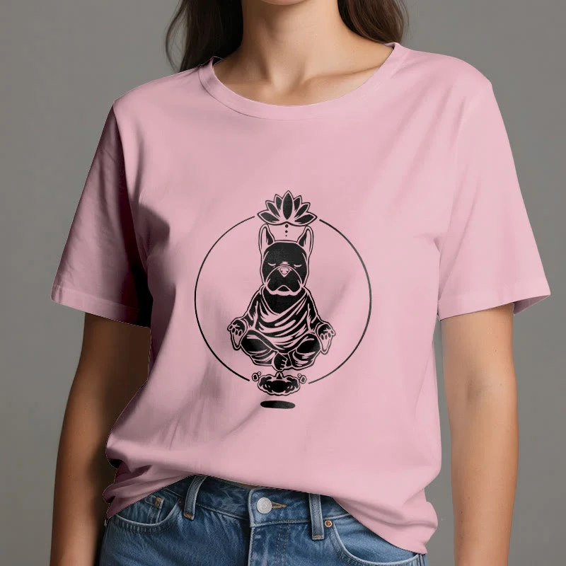 Olivenorma Zen Meditation Französische Bulldogge Lotus T-Shirt