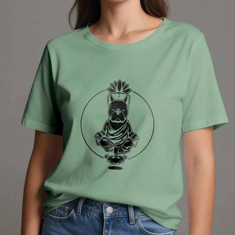 Olivenorma Zen Meditation Französische Bulldogge Lotus T-Shirt