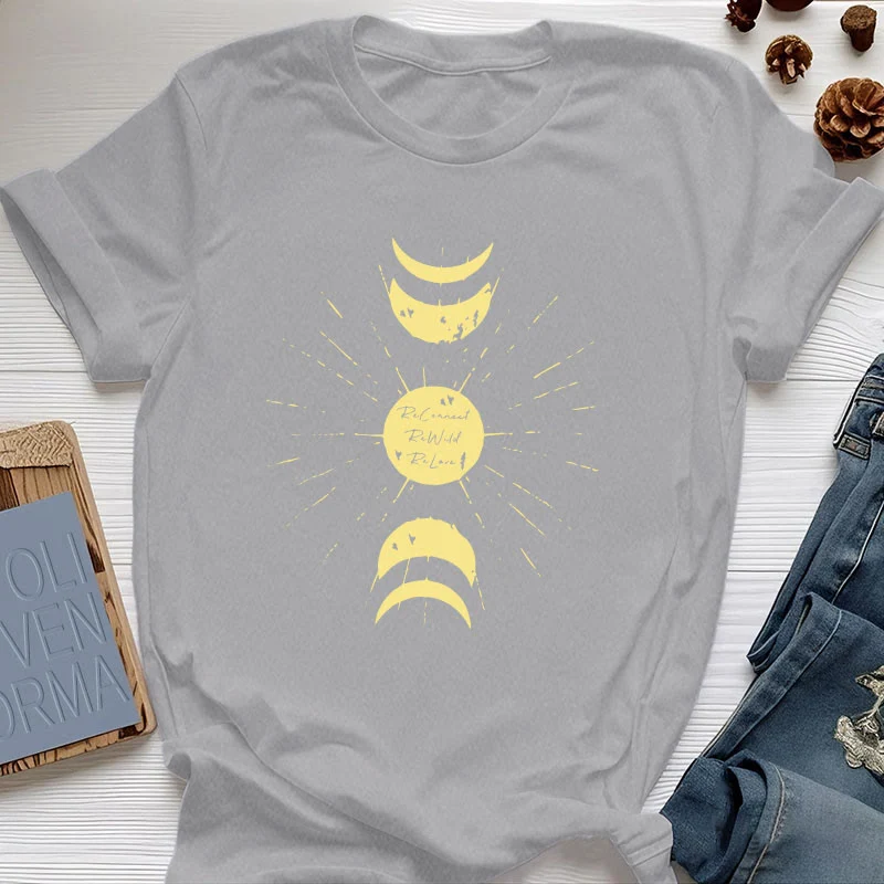Olivenorma Mondphasen Yoga Baumwoll-T-Shirt