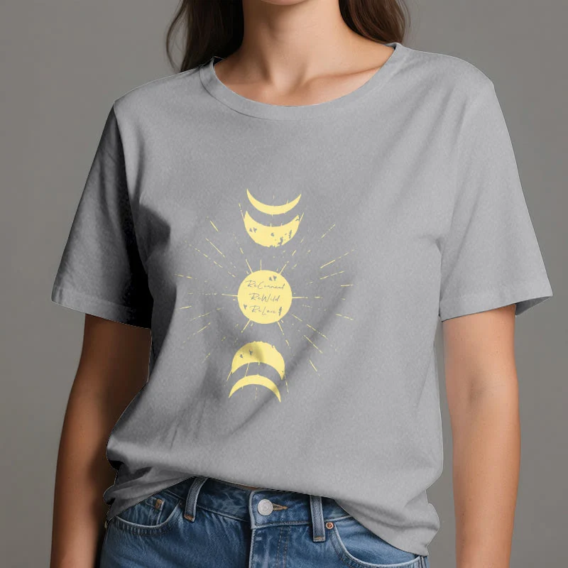 Olivenorma Mondphasen Yoga Baumwoll-T-Shirt