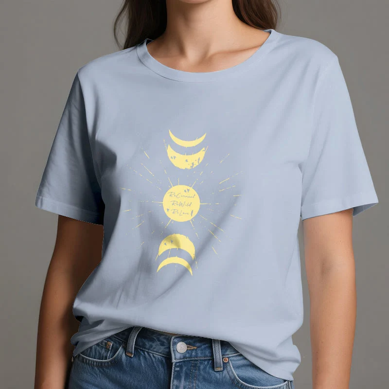 Olivenorma Mondphasen Yoga Baumwoll-T-Shirt