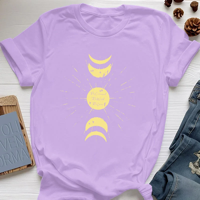 Olivenorma Mondphasen Yoga Baumwoll-T-Shirt