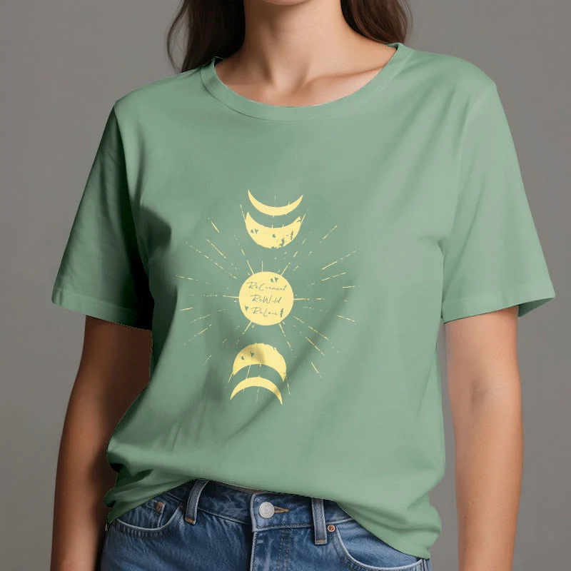 Olivenorma Mondphasen Yoga Baumwoll-T-Shirt
