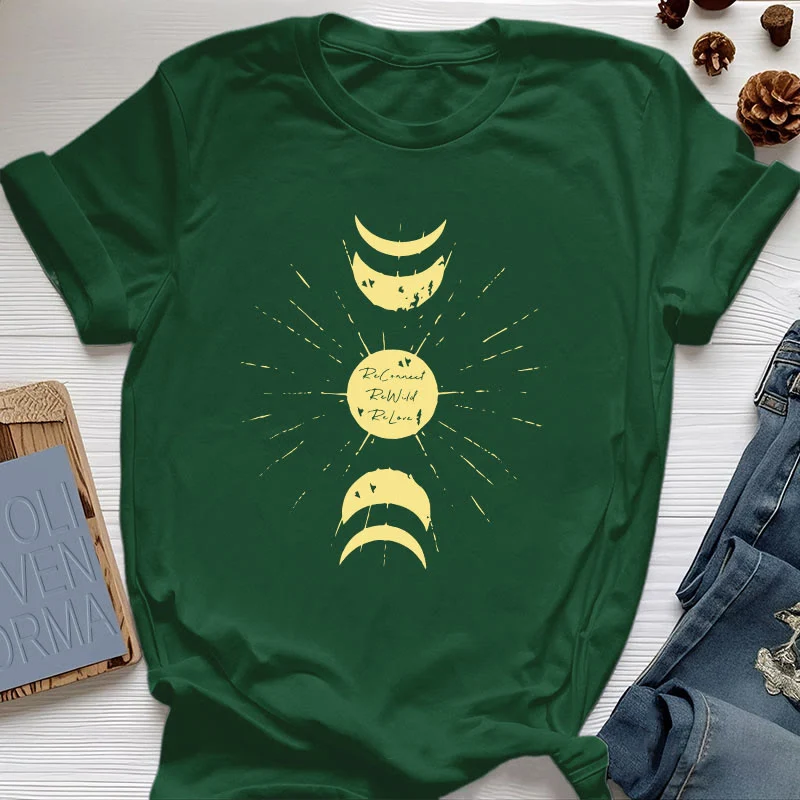 Olivenorma Mondphasen Yoga Baumwoll-T-Shirt